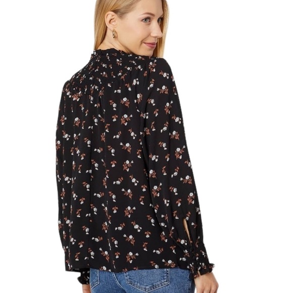Madewell Smockneck Floral Mini Print Long Sleeve Size Smocked Wrist Size Small - Picture 3 of 14